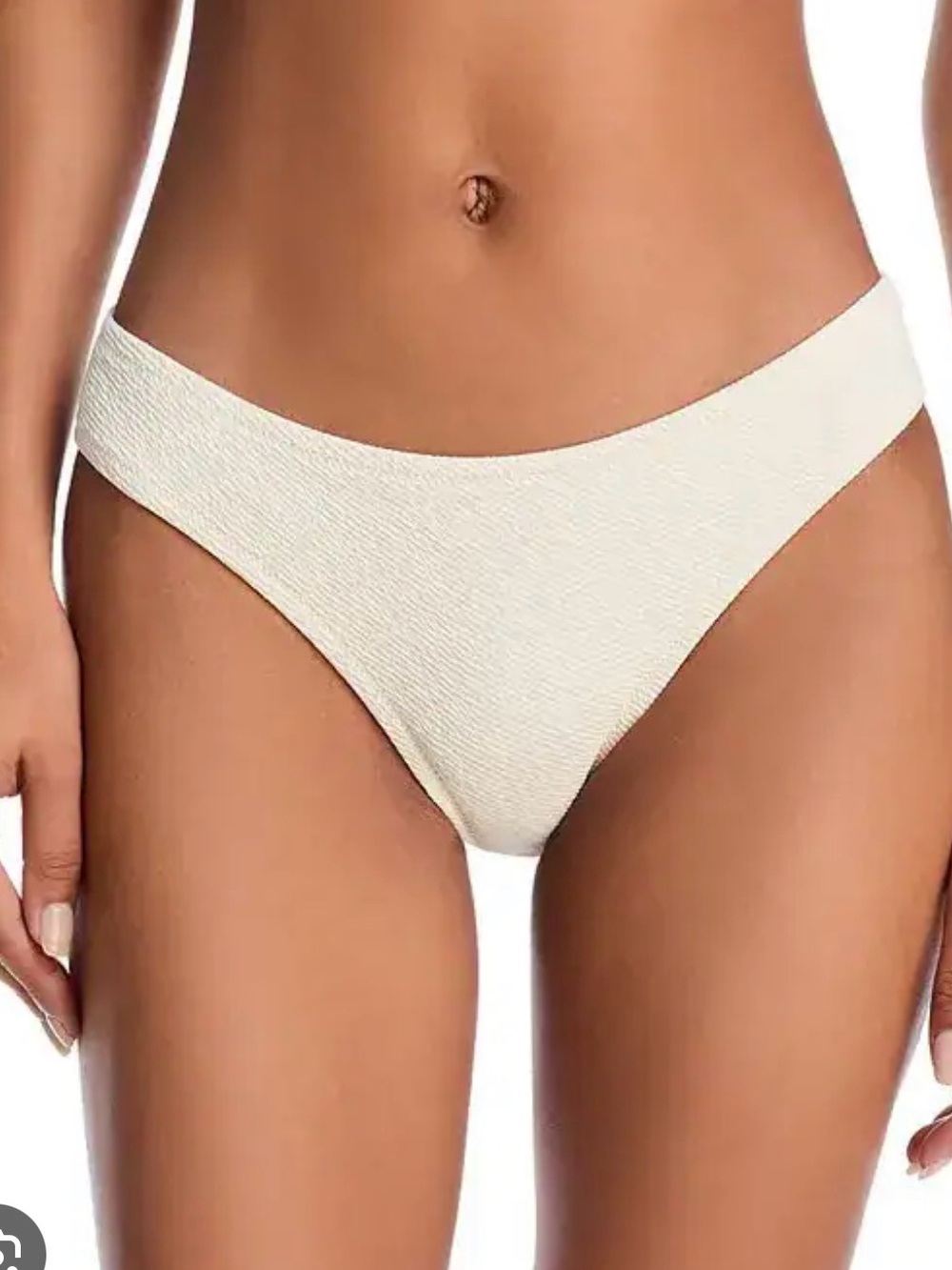 SOLID & STRIPED Cream Textured Bikini Bottom